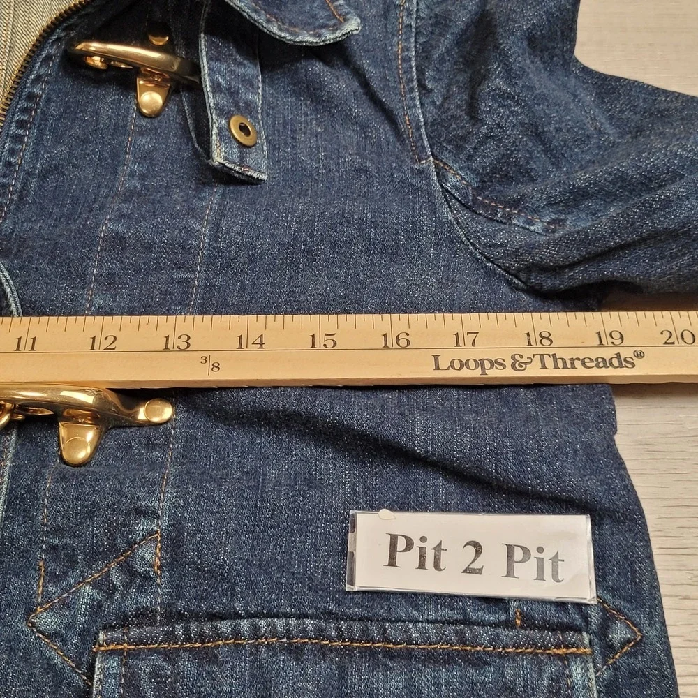 🐎Vintage Lauren Jeans Co Ralph Lauren Women M Blue Denim Fireman Jacket 90s Y2K - Picture 14 of 16
